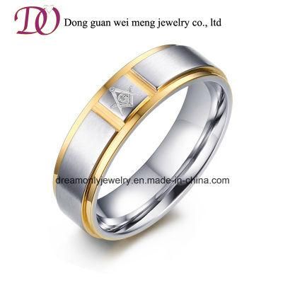 Ebay Hot Sale Gold Color Masonic Steel Ring CNC Machine Ring