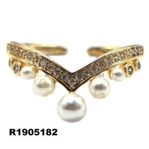 14K Gold Plating Pearl Ring Silver Ring Fashion Jewelry Rings