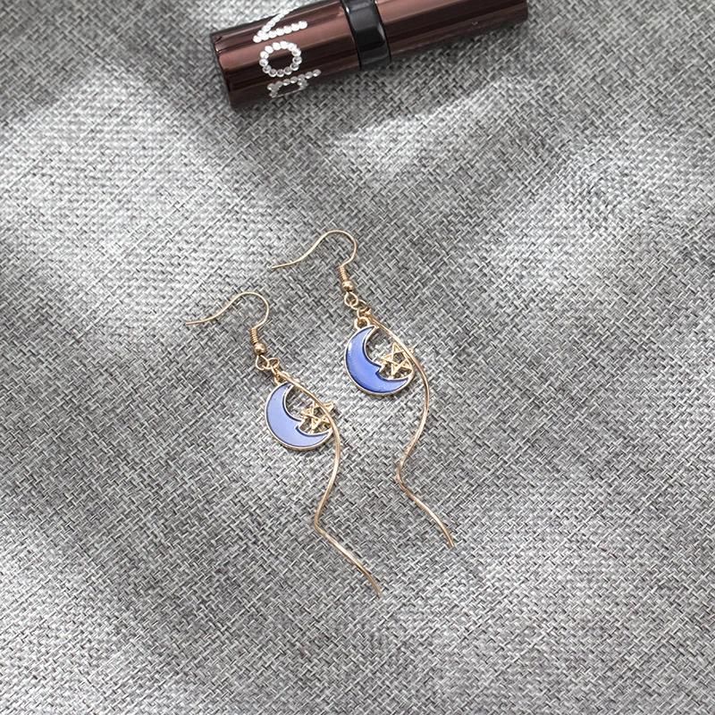 New Fashion Jewelry Moon Shape Alloy Retro Eardrop