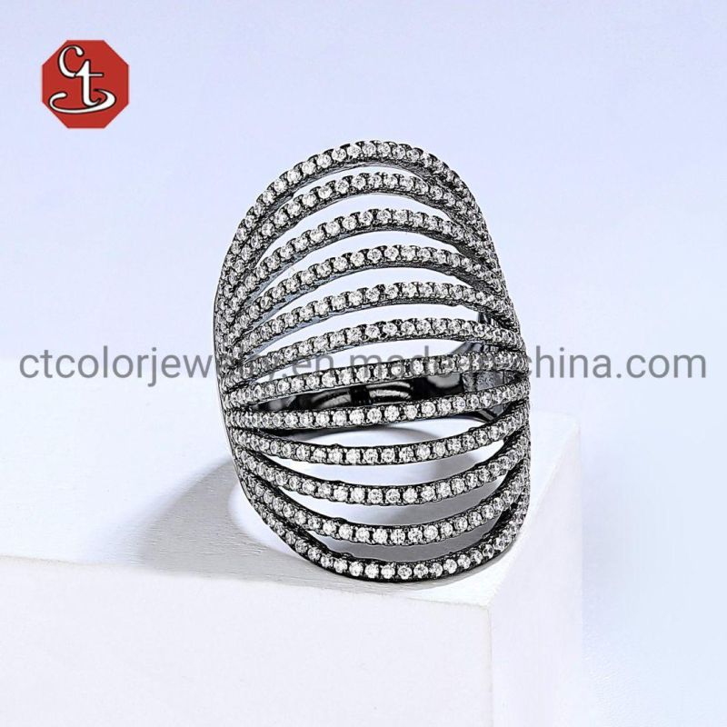 Fashion Multi-layer Silver Ring Pave Setting