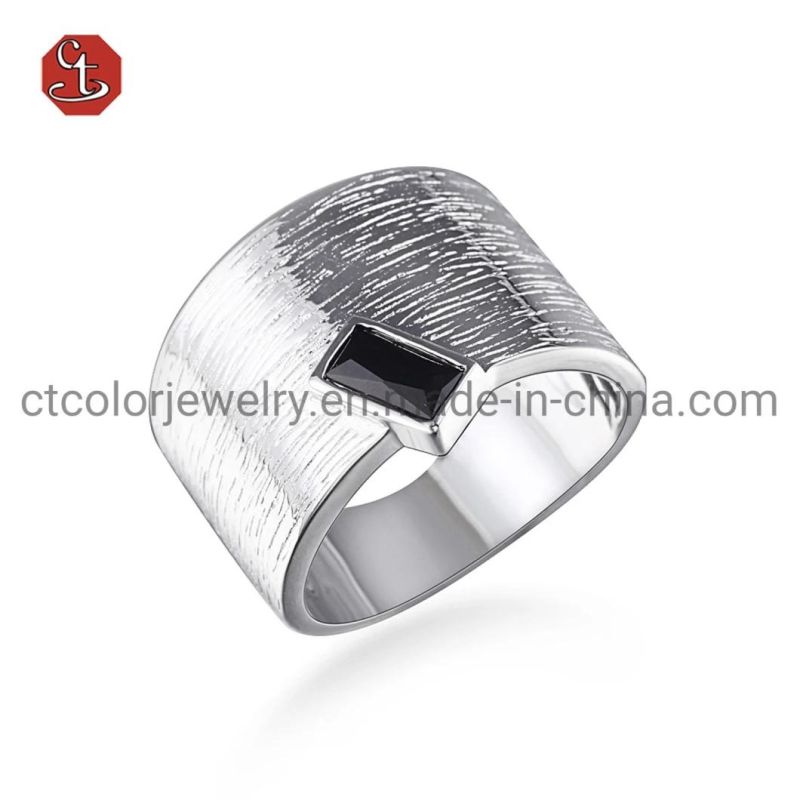 Sandblast Silver or Brass Rings Wholesale TP CZ Ring