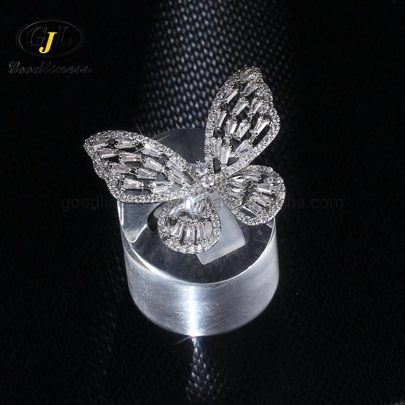 Dainty Gold Chain Rhinestone Silver Crystal Butterfly Necklace for Women