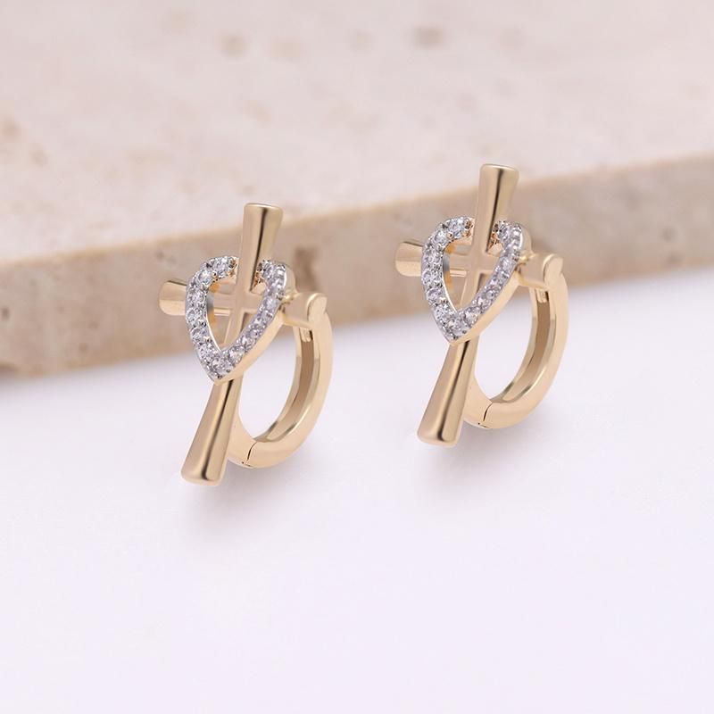 Cross Heart Fashion Chic Huggie 14K Gold Plated Jewellery Earrings