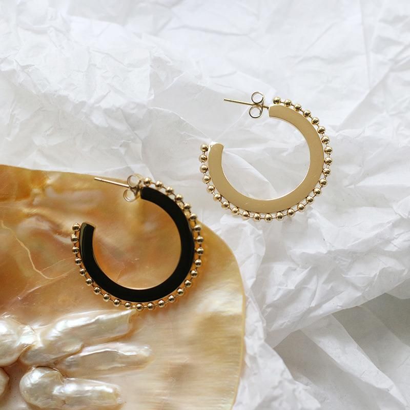 Ins Style Jewelry Round Bead Simple Geometric Titanium Steel Stud Earrings