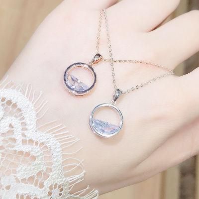 Fashion Jewelry 925 Silver Half Round Zircon Necklace for Women Girl