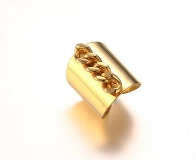 High Quality Opening Cuba Chain Design Ring with Polished Finish
