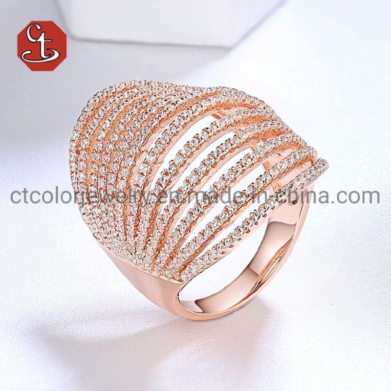 Fashion Multi-layer Silver Ring Pave Setting