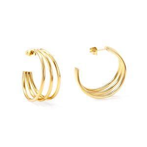 New Design Simple 14K Gold Plated Earrngs Stainless Steel Stud Gold Plated Earrings