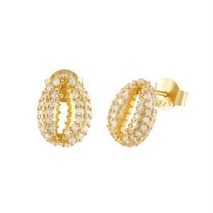 2021 Hot Sale 925 Sterling Silver Luxury Gold Plated Custom Designer CZ Diamond Shell Earrings for Women