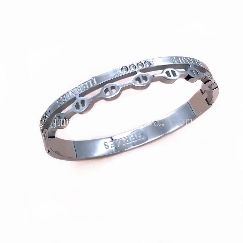 Classic Engraving Jewelry Women Stainless Steel Belt Silver Bracelet 18K Gold Love Valous Bangle Male Jewelry