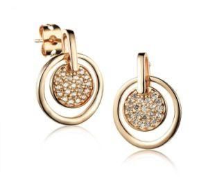 Bling Micro Pave CZ Zirconia Circle Stud Earrings for Women Gold Round Earrings Womens Jewelry Birthday Gifts