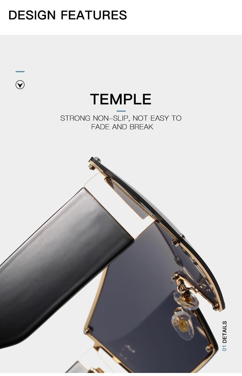Large Metal Frame Sunglasses, One-Piece Sunglasses, Large Triangle Cat Eyes Catwalk, Street Shooting Sunglasses