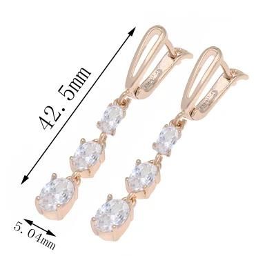 White Cubic Zirconia Inlaid Gold-Plated Jewelry Earrings