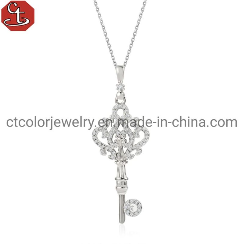 Custom Fashion Fine Jewellery 925 Silver Cubic Zirconia Fashion Accessories Jewelry Flower Pendant Necklace