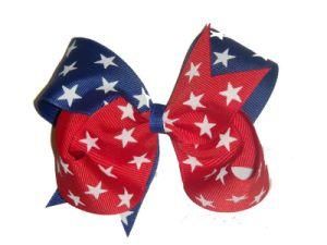 Star Printed Ribbon Fancy Hair Bows Set