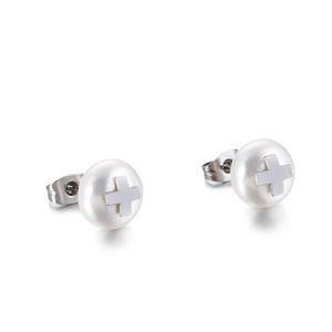 Cross Pear Stainless Steel Earrings Stud