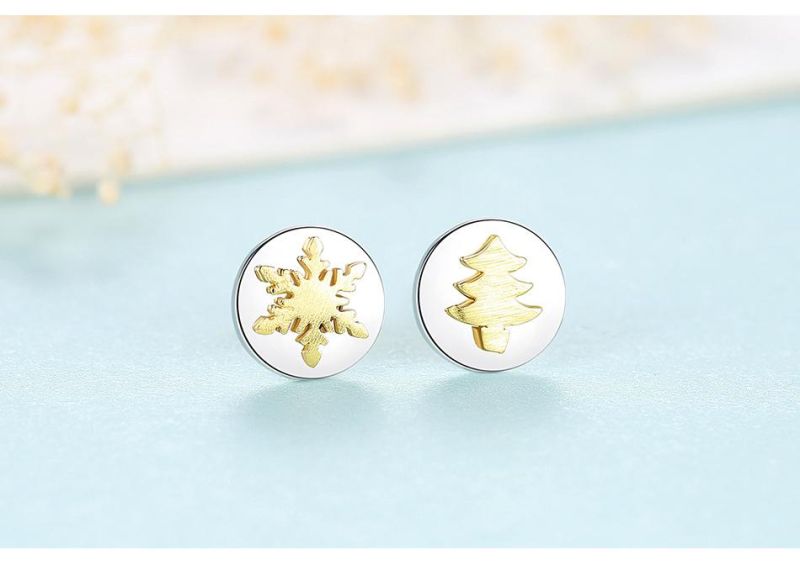 Christmas Tree and Snowflakes Sterling Silver 925 Earrings