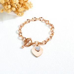 Fashion Design Adjustable Jewelry Zirconheart Pendant Stainless Steel Women Bracelet &#160;