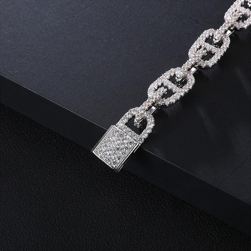 Hot Copper Lock Shape Chain Bracelet with Zircon