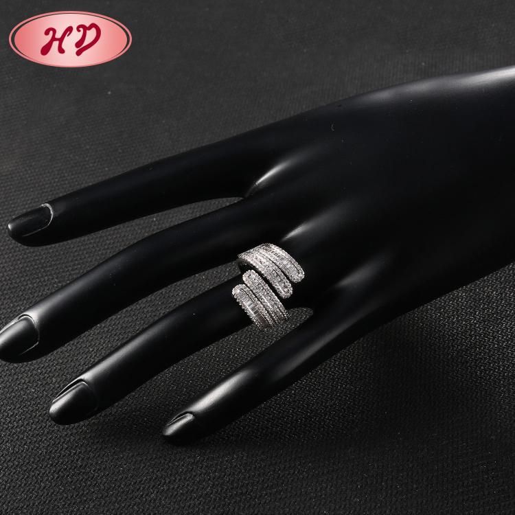 Women Rhodium Plated Stainless Steel Silver Engagement Finger Wedding Rings Fashion Jewelry Design