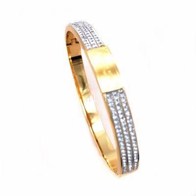 Gold Plated Stainless Steel Bracelet with Cubic Zirconia Bracelet