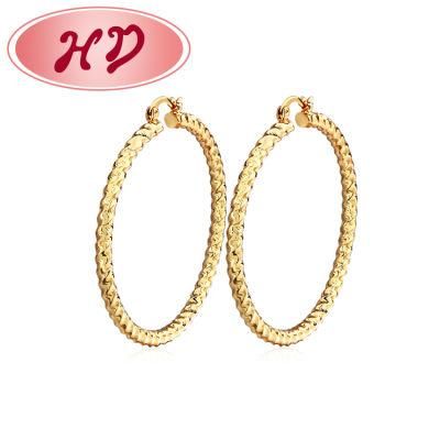 HD Fashion Jewelry European Newest Model Earring Geometric 18K Gold Plated Thick Hoop Earrings Jewelry