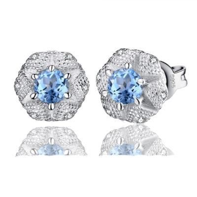 Gemstone Blue Topaz Earring 925 Sterling Silver Fashion Jewelry for Women Wholesale