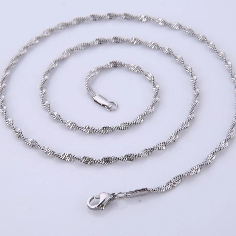 Stainless Steel Jewelry Design Twisted Push Chain Necklace for Lady