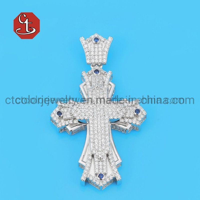 Cross Crucifix Clear AAA+ CZ Pendant Necklace for Men Women Rhodium Prayer Jesus Pendants Wholesale Jewelry