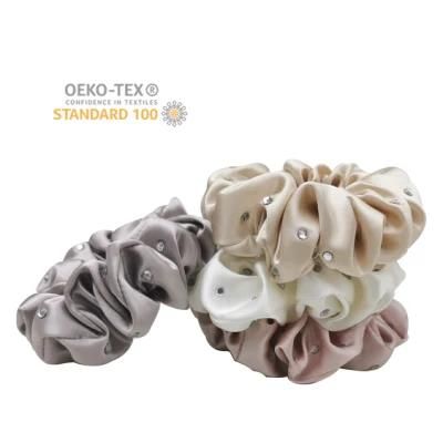 Pure Mulberry Silk Scrunchies with High Quality Luxury Crystal Wholesale