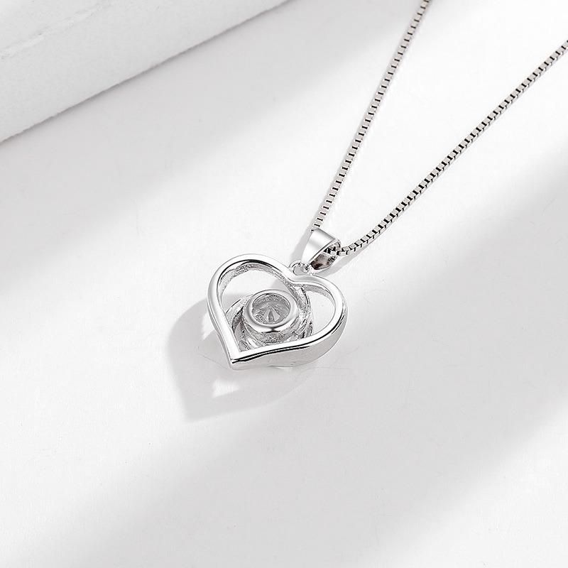 Fashion Simple Diamond Set Heart Pendant Ocean Heart Necklace