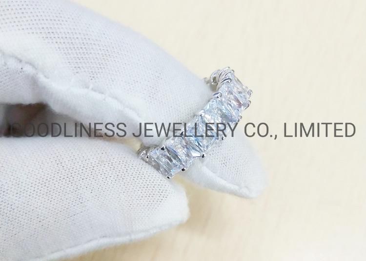 Trendy Diamond Wedding Jewelry 925 Sterling Silver Women Rhinestone Rings