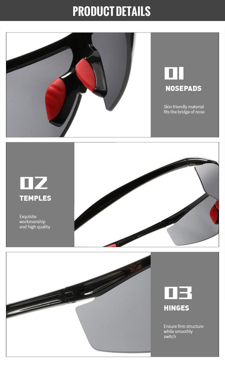 2022 Fashion Sport Sunglasses for Man Half Rim Cycling Sunglasses Promotion Factory Directly Glasses for Outdoor Sports with Nose Pad