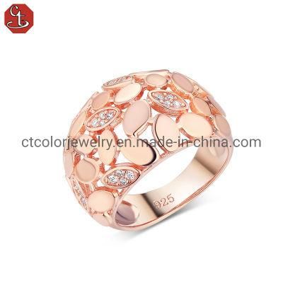 High Quality 925 sterling silver jewelry white CZ rose rhodium ring for women