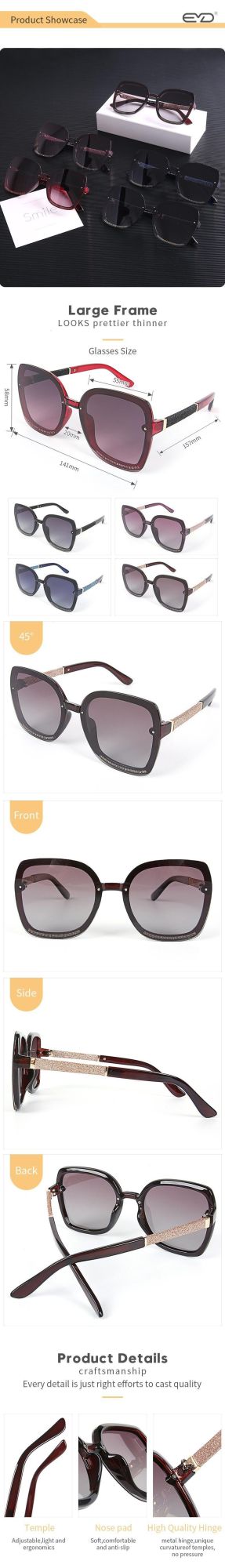 New Polarized Sunglasses Korean Style Diamond Decorated Square Frame Sunglasses Ready in Stock Eyewear