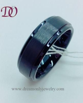 Black Plated Tungsten Ring Brushed Jewelry Ring