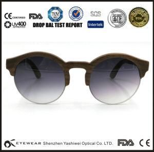 Classic Half-Rim Brand Wooden Sunglasses