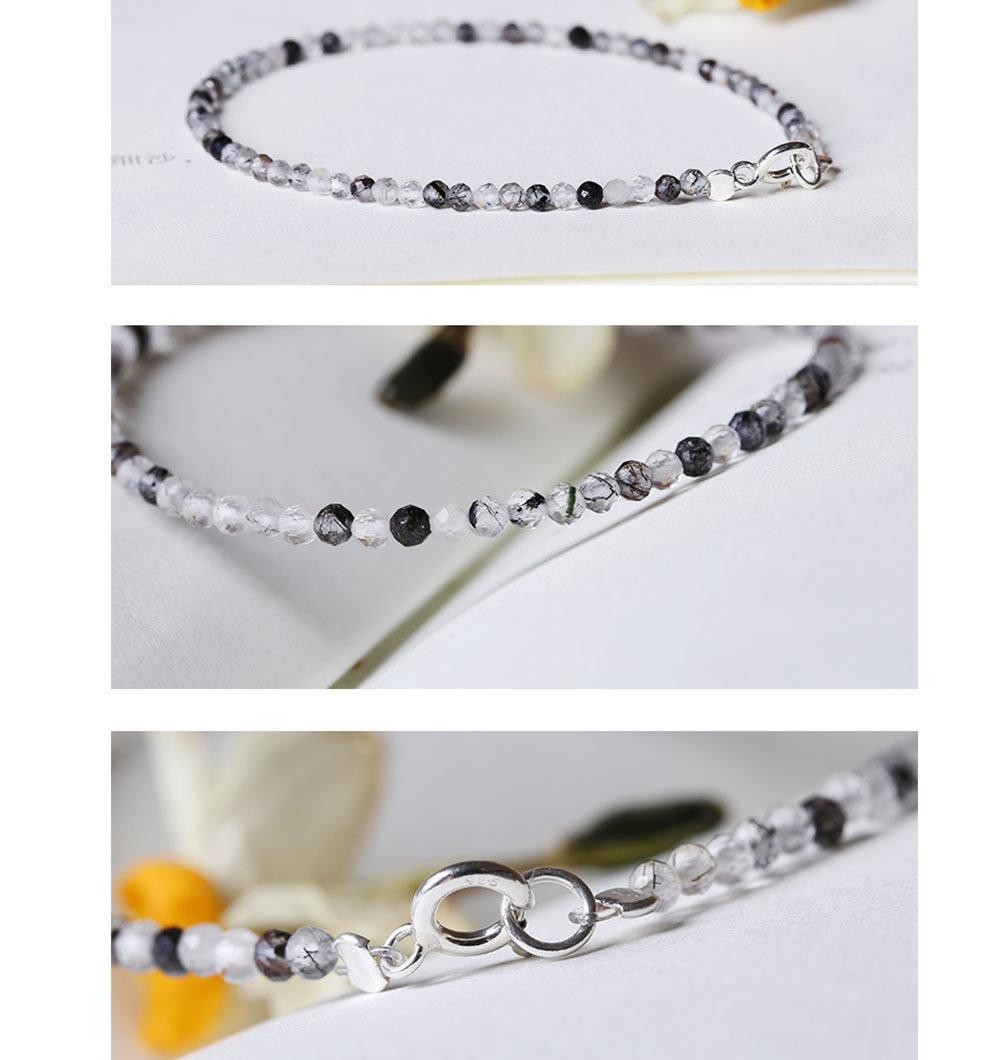 Fashion Jewelry 925 Silver Natural Black Crystals Beads Bracelet Wholesale.