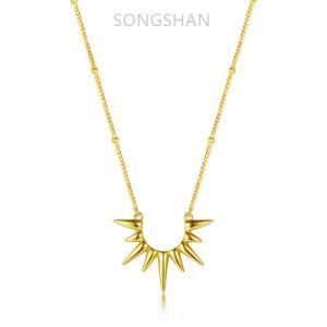 Trendy Starburst Design Necklace 925 Sterling Silver Jewelry 18K Gold Plated Necklace