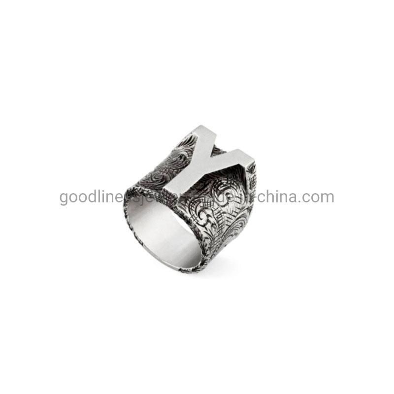 2021new Letter Ring Fine Carving Pattern Personalized Fashion Rings Jewelry