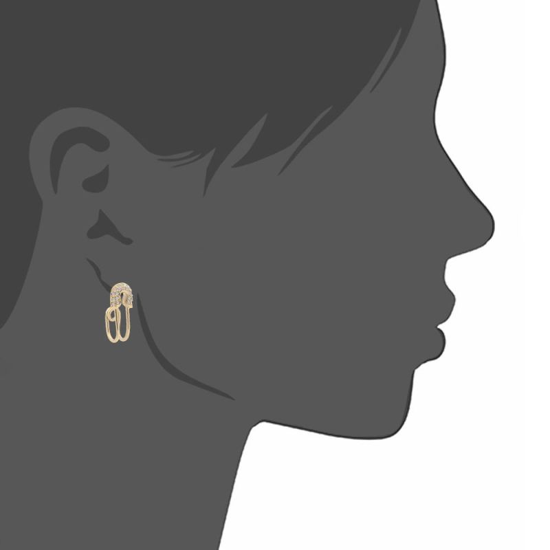 Paper Clip Look Appearance Earring with Shiny Crystal CZ