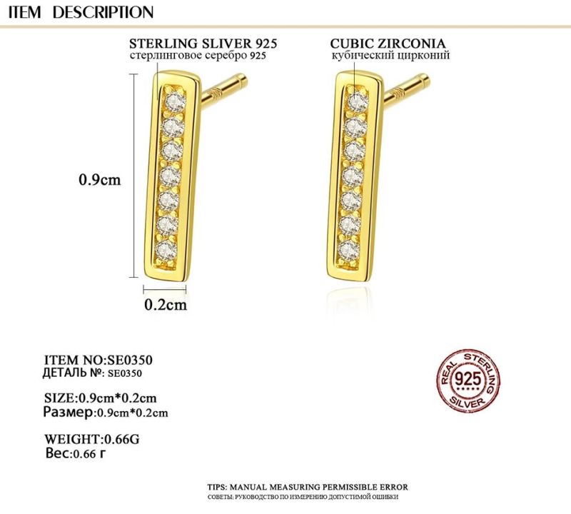 Geometric Solid Gold-Plated Silver Earrings Stud