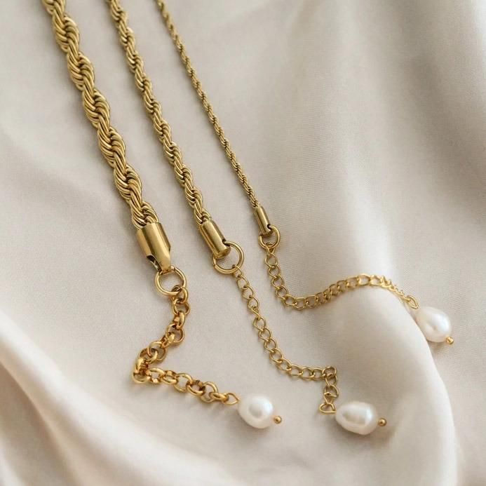 Manufacturer Custom Gold Fashion Jewelry High Quality Waterproof Stainless Steel Gold Jewelry Gold Chain Pearl Bracelet