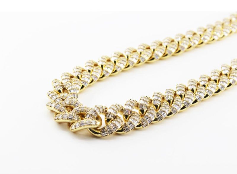 Gold Bold Cuban Link Necklace Iced out Chain