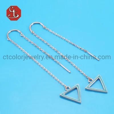 Triangle Enamel Earring Fashion Tassel Silver or Brass Earrings Silver Jewelry