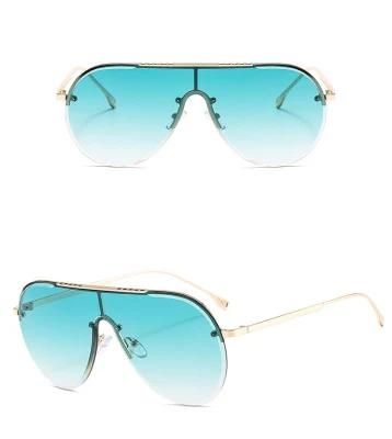 Metal Frameless Men and Women Large Frame Sunglasses