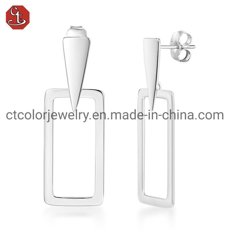 Simple Plain Silver  Fashion Jewelry Stud Earrings