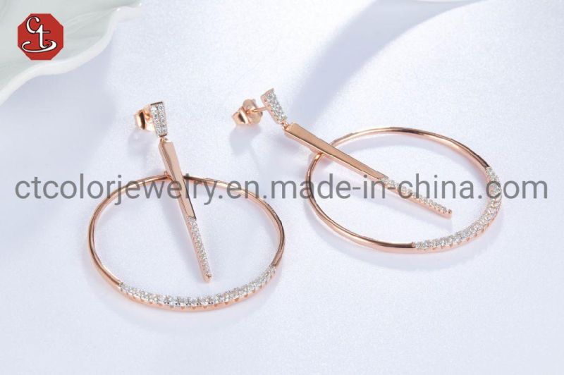 Wholesale 925 Sterling Silver Jewelry Inlaid Earring with Gemstone