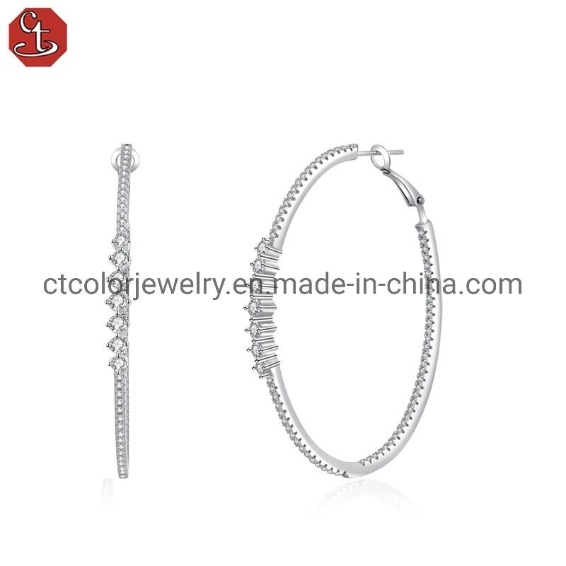 High Quality plain silver big earrings luxury Fashion Jewelry hoop earrings for women