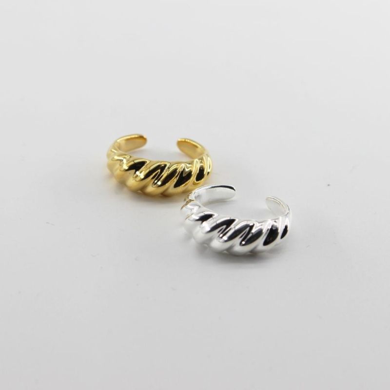 18K Gold Plated Croissant Ring Twist Rope Chunky Rings